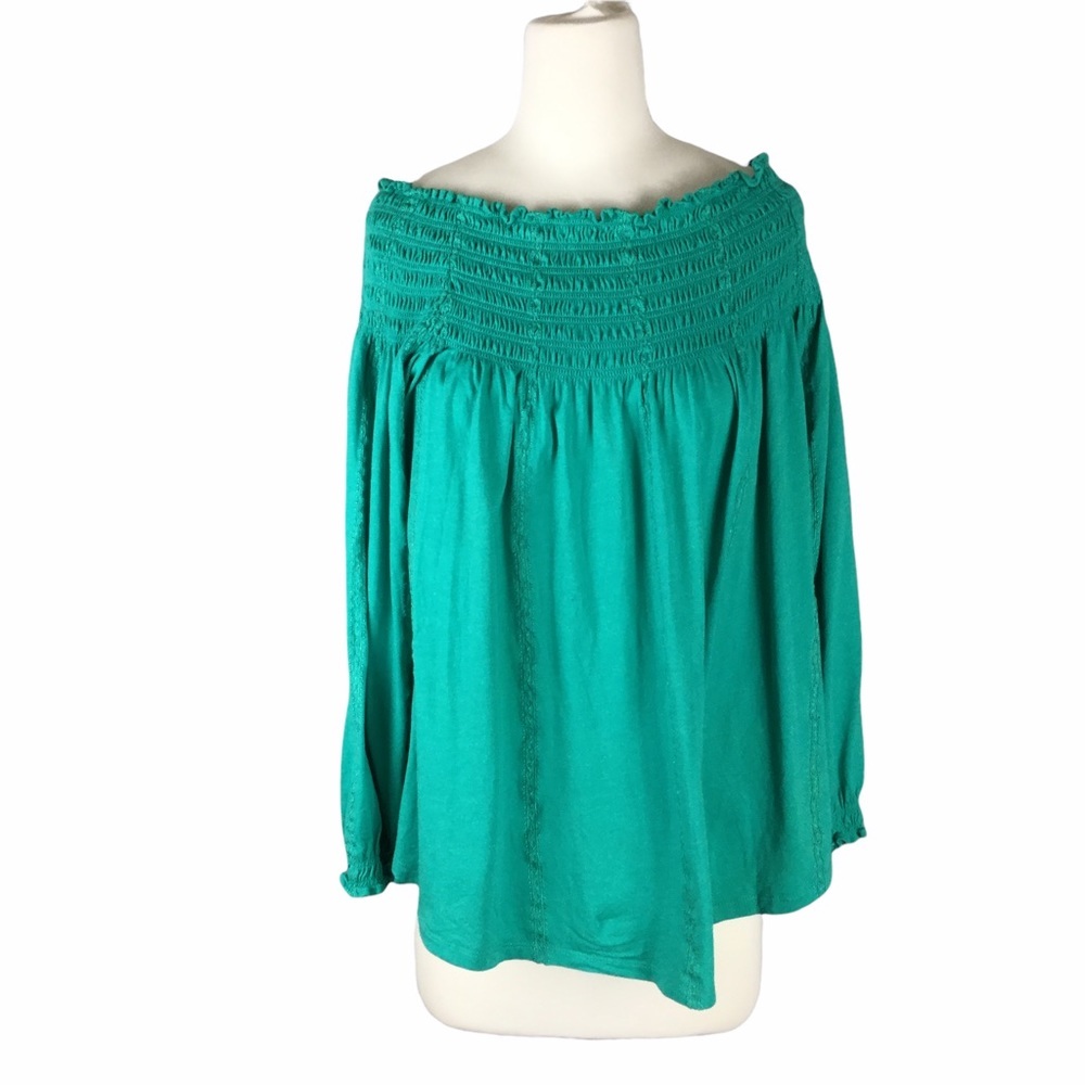 Lauren Ralph Lauren teal off shoulder top Size L‎